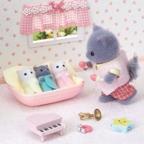 SYLVANIAN FAMILIES - Triplés chat persan - Mini-univers - Rose - Pour enfant - 3 ans et plus