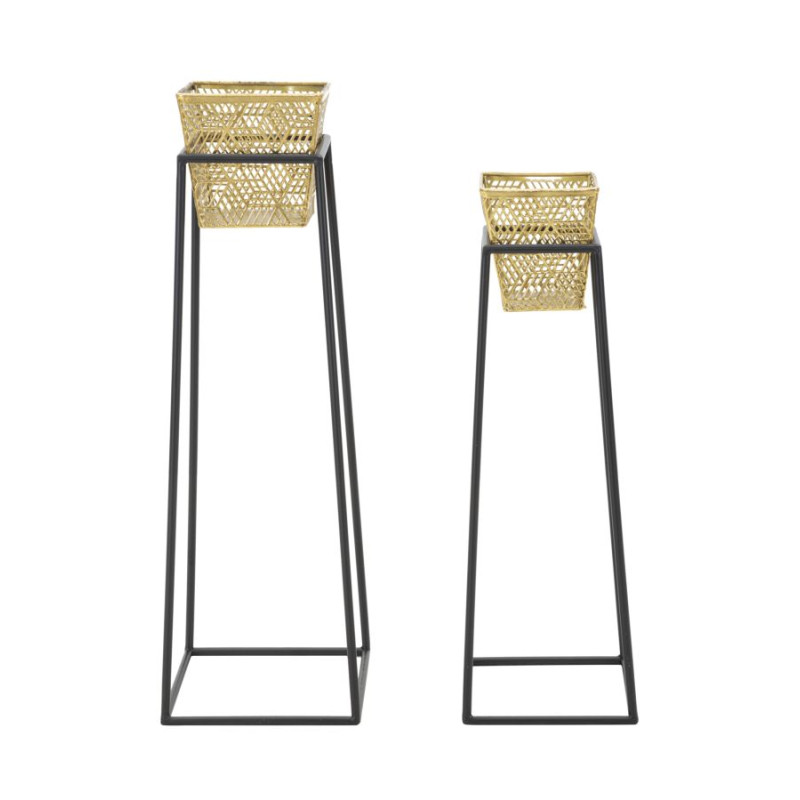 VASE ANCIEN CARRÉ LOT DE 2 PCS CM Ø 23X70-20X60