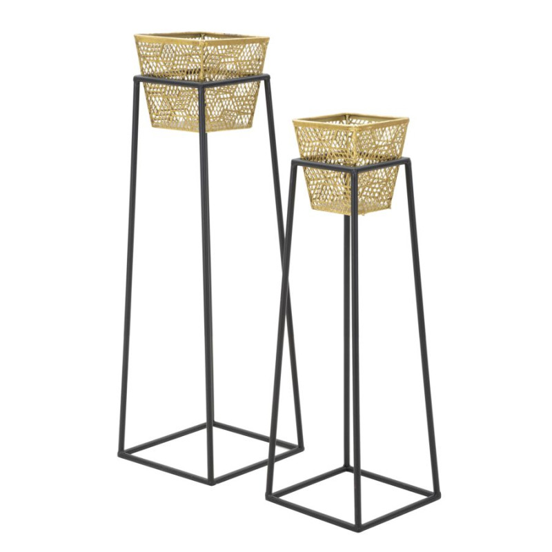 VASE ANCIEN CARRÉ LOT DE 2 PCS CM Ø 23X70-20X60