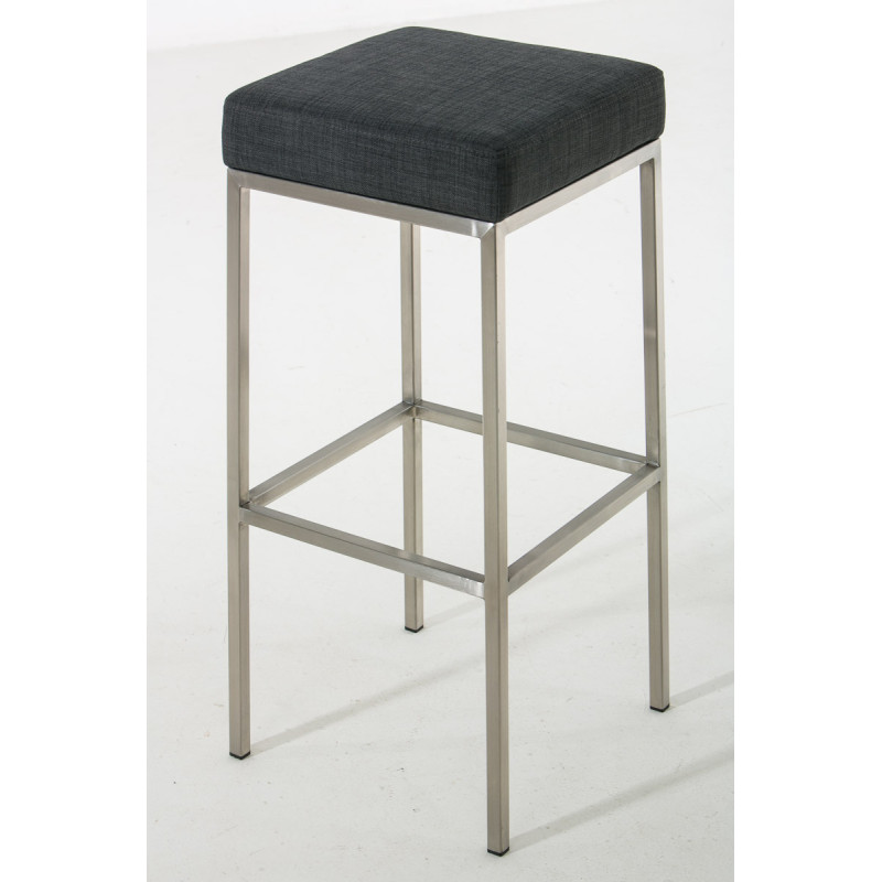 Ensemble de 2 tabourets de bar Montreal 80, tissu, acier inoxydable gris foncé