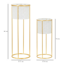 LOT DE 2 PORTE-VASE BLANC CM Ø 17X46-14X34