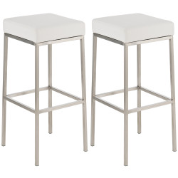 Ensemble de 2 tabourets de bar Montreal 80, similicuir, acier inoxydable blanc