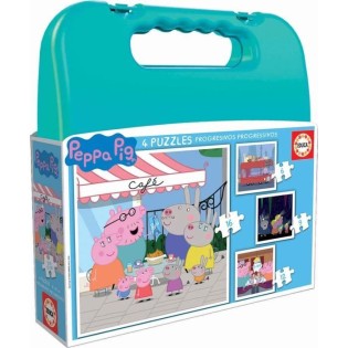 Puzzle Progressif Peppa Pig - Malette de 4 puzzles - 12 a 25 pieces - Educa