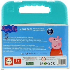 Puzzle Progressif Peppa Pig - Malette de 4 puzzles - 12 a 25 pieces - Educa