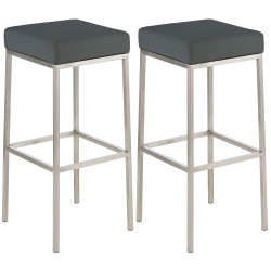 Ensemble de 2 tabourets de bar Montreal 80, similicuir, acier inoxydable gris