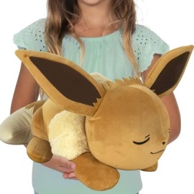 Peluche - BANDAI - Pokémon - Evoli (Eevee) 40cm - Peluche Pokémon toute douce qui dort - JW0222