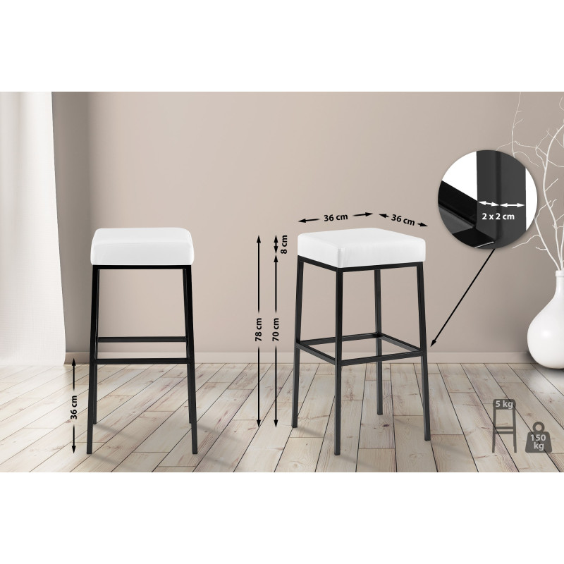 Set De 2 Taburetes Montreal ~ Altura 80 cm Negro,Blanco