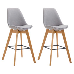 Lot de 2 tabourets de bar Metz tissu natura gris