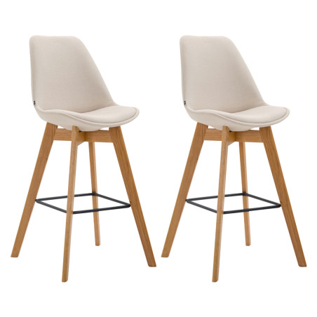 Set De 2 Taburetes De Bar Metz Tapizados En Tela Crema,Natural