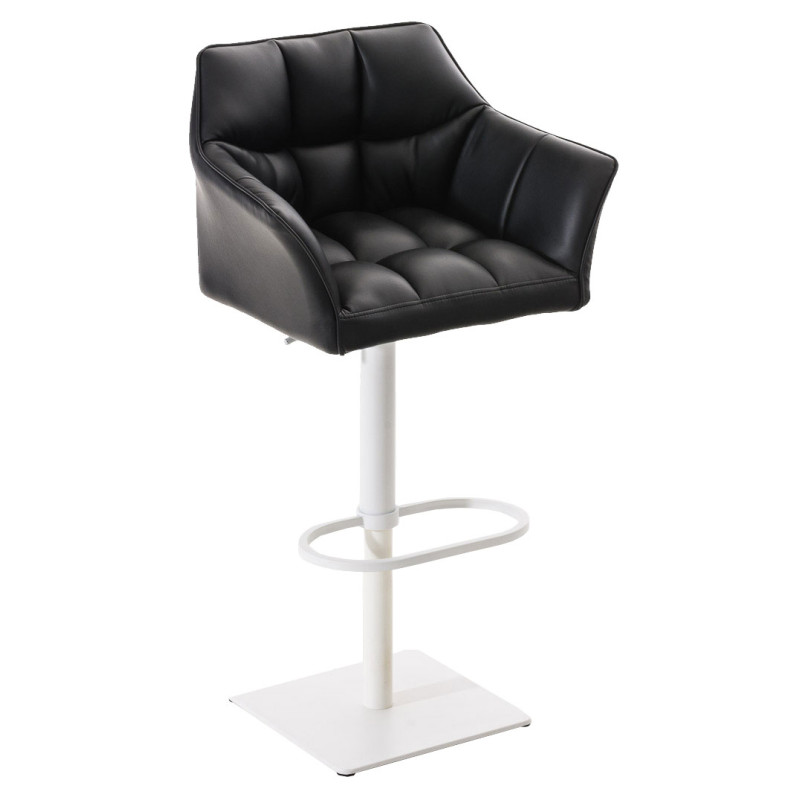 Lot de 2 tabourets de bar Damaso simili cuir blanc noir