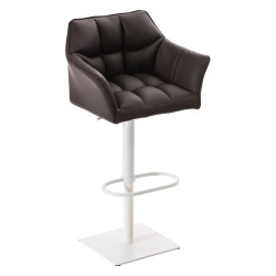 Ensemble de 2 tabourets de bar Damaso en similicuir blanc brun