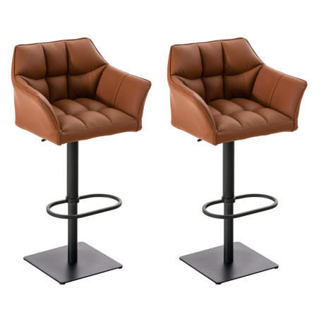 Set 2 sgabelli alti bar Damaso in similpelle marrone chiaro,nero