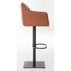 Ensemble de 2 tabourets de bar Damaso en similicuir noir brun clair