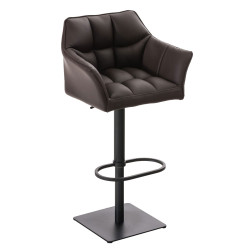 Ensemble de 2 tabourets de bar Damaso en similicuir noir brun