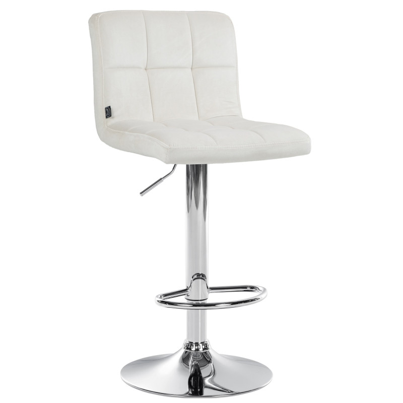 Tabouret de bar Pérou velours chrome crème