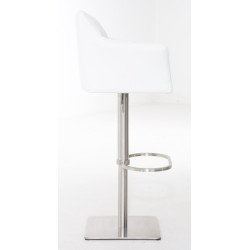 Set 2 sgabelli alti bar Damaso in similpelle bianco,acciaio inossidabile