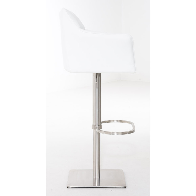 Set 2 sgabelli alti bar Damaso in similpelle bianco,acciaio inossidabile
