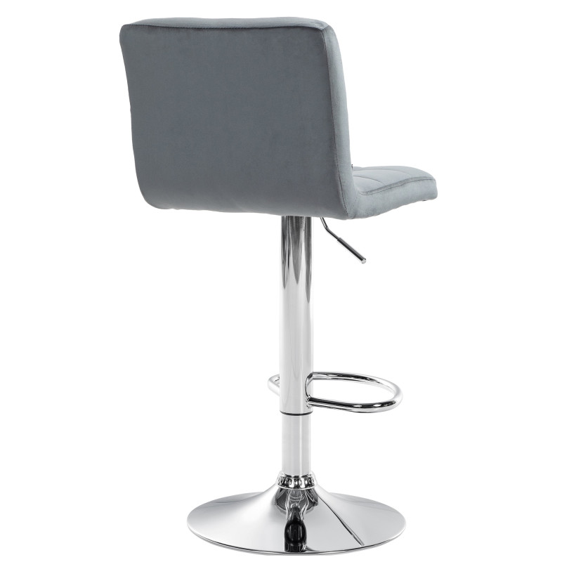 Tabouret de bar Pérou velours chrome gris foncé