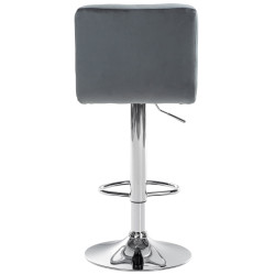 Tabouret de bar Pérou velours chrome gris foncé