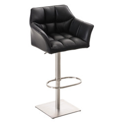 Lot de 2 tabourets de bar Damaso simili cuir acier inoxydable noir