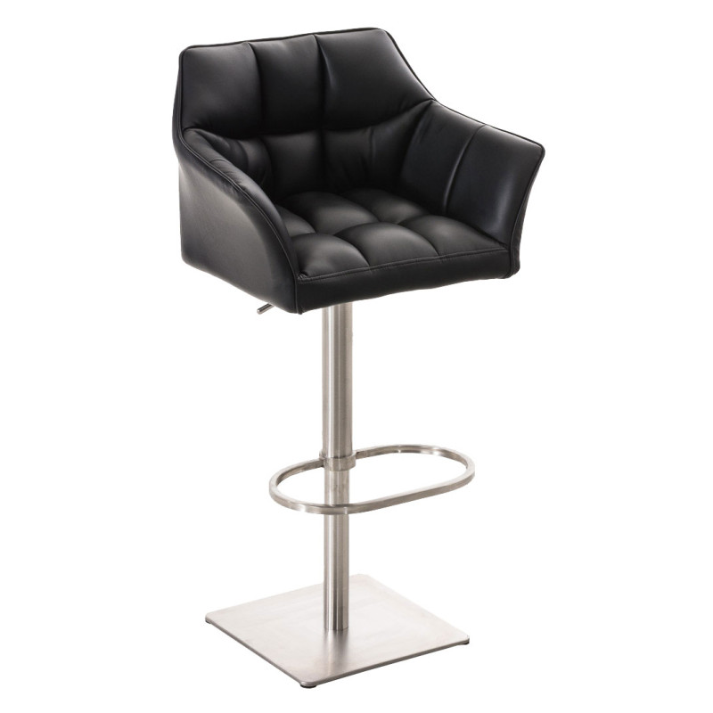 Lot de 2 tabourets de bar Damaso simili cuir acier inoxydable noir