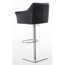 Set 2 sgabelli alti bar Damaso in similpelle nero,acciaio inossidabile