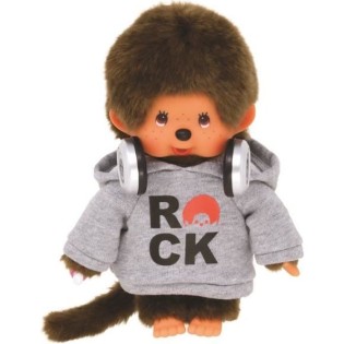 Peluche Monchhichi Bandai - Rock - 20 cm - Marron - Jaune - 3 ans et plus