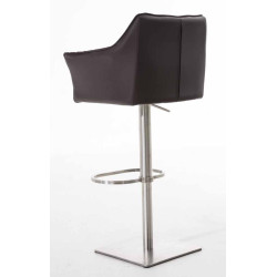 Set 2 sgabelli alti bar Damaso in similpelle marrone,acciaio inossidabile