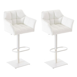 Set 2 sgabelli alti bar Damaso in similpelle bianco,bianco
