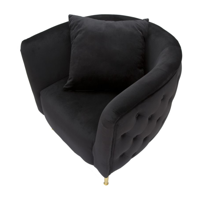 Sillón Bucarest Negro – Elegancia sombría con encanto atemporal (76×74×71 cm)
