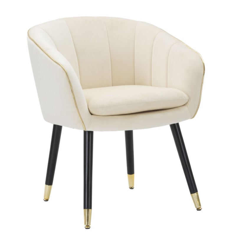 Sillón París Crema/Oro – La elegancia parisina realzada por el oro (62×58×78 cm)
