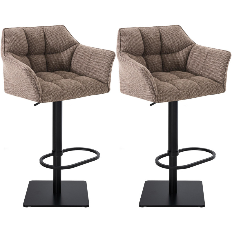 Lot de 2 tabourets de bar en tissu Damaso noir terra marron