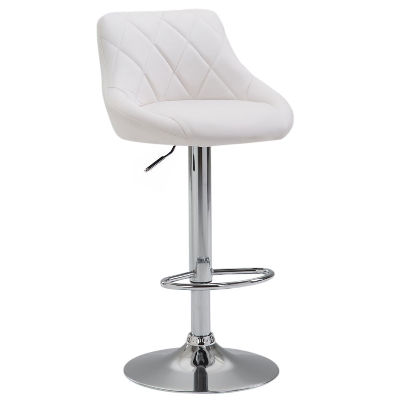Tabouret de bar Lazio similicuir chromé blanc
