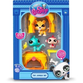 BANDAI - Littlest Pet Shop - Pack Tiki Jungle - 3 animaux et accessoires - BF00515