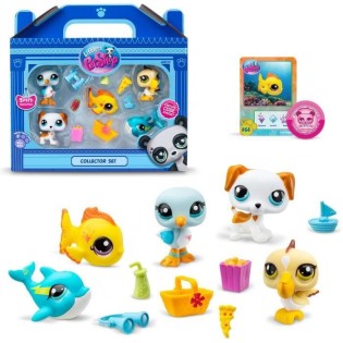 BANDAI - Littlest Pet Shop - Collector Set Theme Plage - 5 animaux et accessoires - BF00517