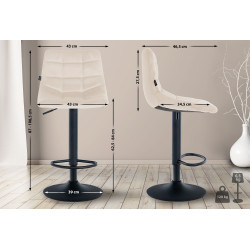 Tabouret de bar Jerry velours crème
