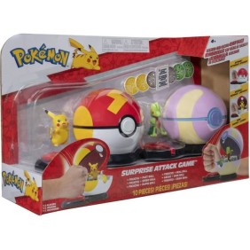 2 Poké Balls avec leur Pokémon et 6 disques d'attaques - BANDAI - Pokémon - Poké Ball attaque surprise Pikachu vs Arcko - Jeu