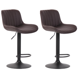 Lot de 2 tabourets de bar Lentini, simili cuir noir