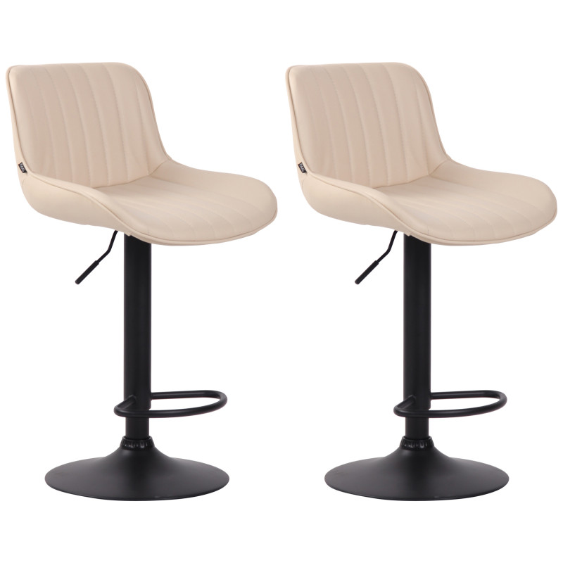 Lot de 2 tabourets de bar Lentini, simili cuir noir