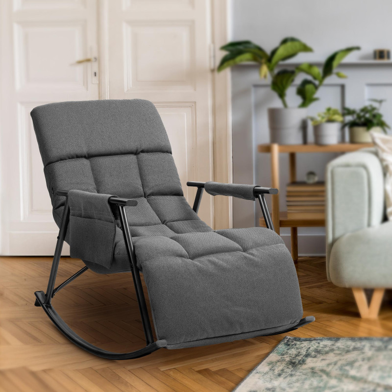 Chaise à bascule en tissu Cathy gris foncé