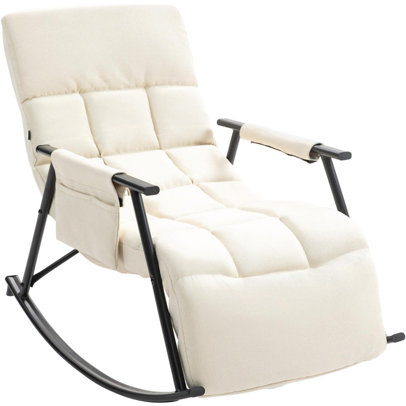 Chaise à bascule en tissu Cathy crème
