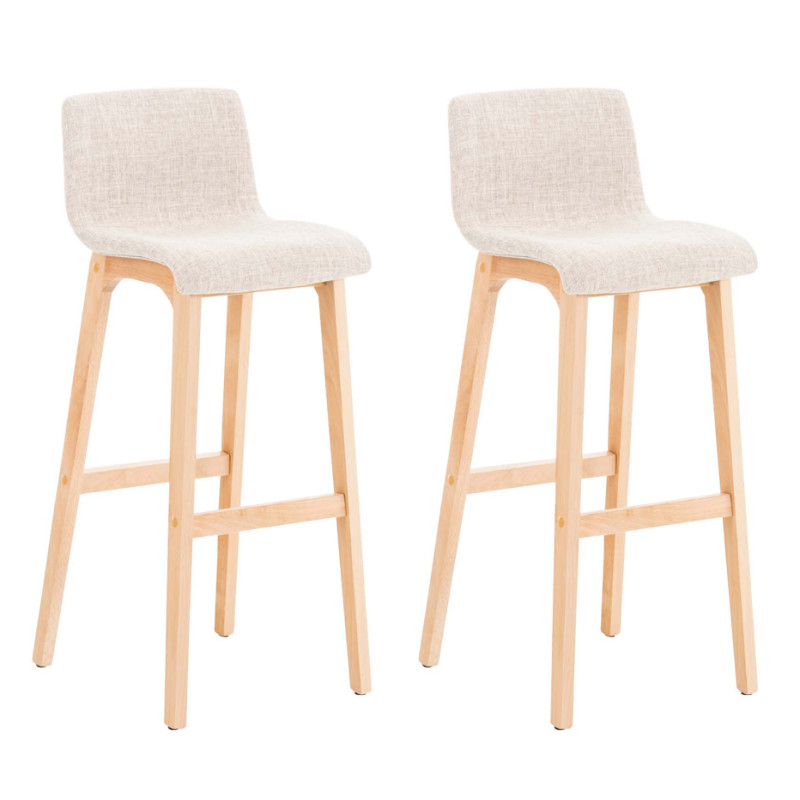 Ensemble de 2 tabourets de bar Hoover en tissu Natura crème