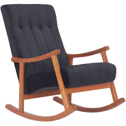 Fauteuil à bascule en velours Saltillo noyer/noir