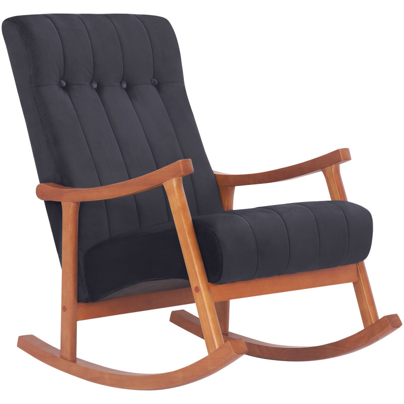 Fauteuil à bascule en velours Saltillo noyer/noir