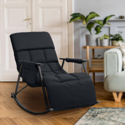 Chaise à bascule en tissu Cathy noir