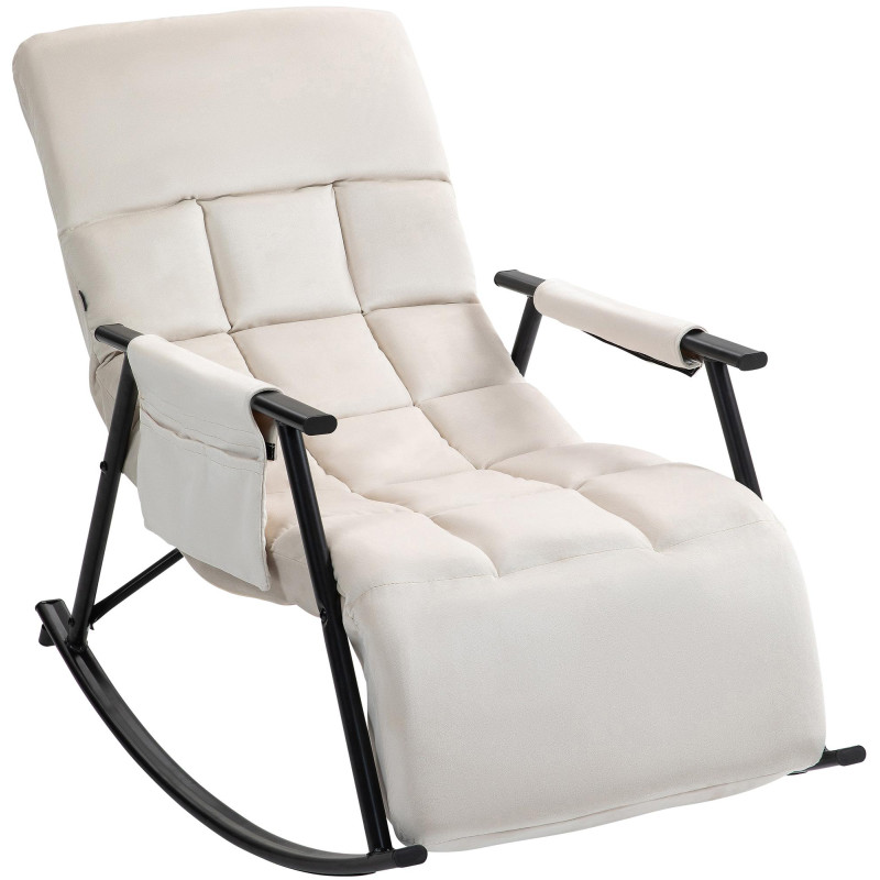 Fauteuil à bascule en velours Cathy crème