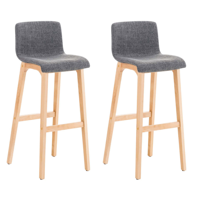 Ensemble de 2 tabourets de bar Hoover en tissu Natura gris clair