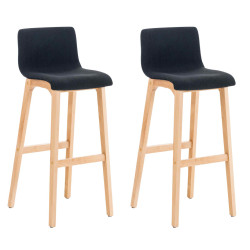 Ensemble de 2 tabourets de bar Hoover en tissu Natura noir