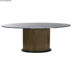 Table de Salle à Manger Home ESPRIT Noir Doré Laiton Marbre 200 x 110 x 76 cm
