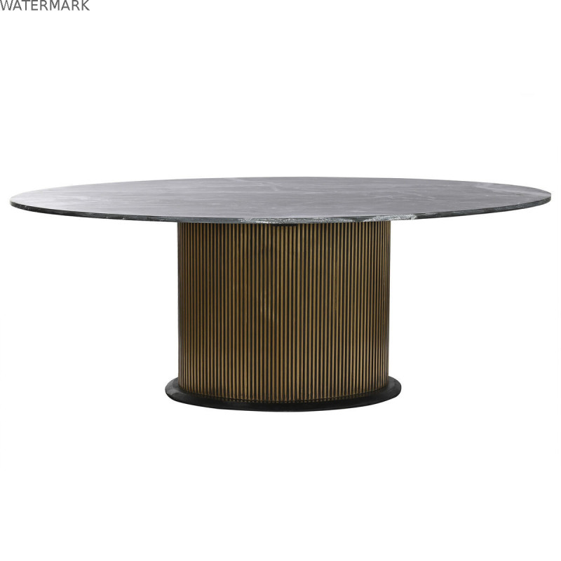 Table de Salle à Manger Home ESPRIT Noir Doré Laiton Marbre 200 x 110 x 76 cm